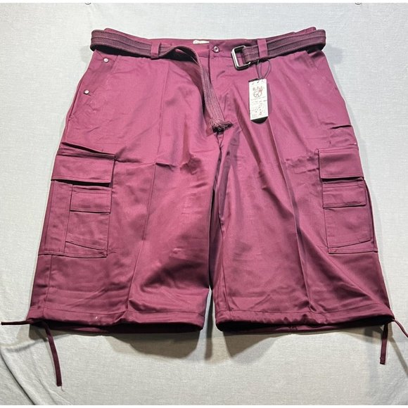 Beyond The Limit Shorts Mens 42 Red Cargo‎ Pocketed Zip Button Belted Men. - Picture 1 of 10